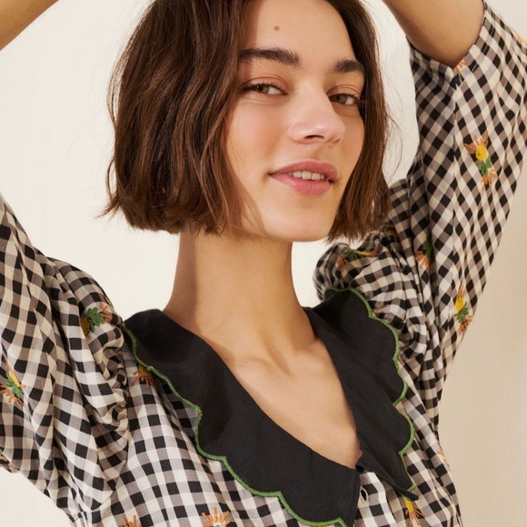 FARM Rio Linen Blend Gingham Top - Picture 4 of 4